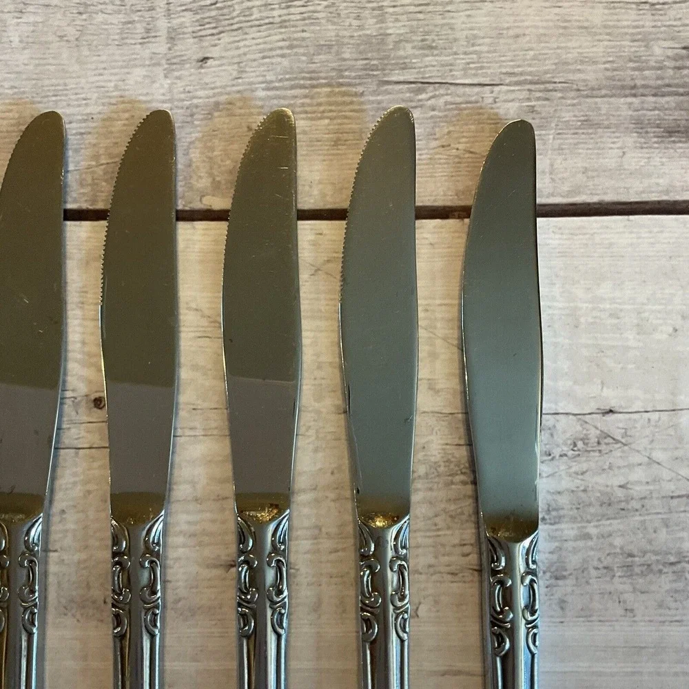 Wallace Silver Portsmouth Stainless Steel Flatware Dinner Knives Set Of 8 Japan